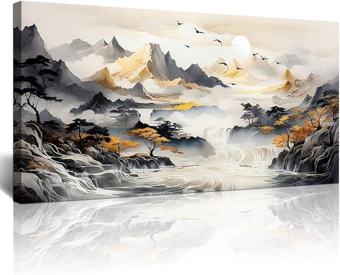 Lapremoly Wall Art For Living Room Large Wall Decor For Office Bedroom Wall Pictures Abstract Mountain Landscape Canvas Prints Painting Artwork Modern Ready To Hang Stretched and Framed Home Poster