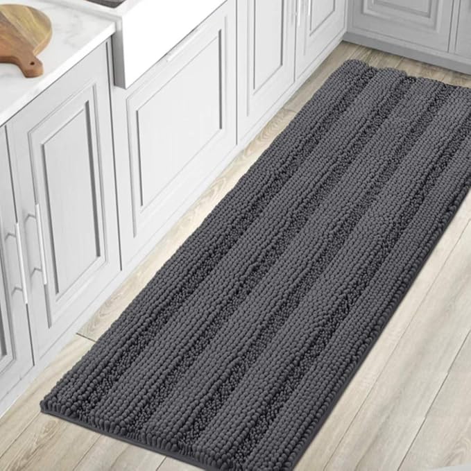 H.VERSAILTEX Bathroom Rugs Bath Mat Runner Rug Non Slip Kitchen Rug Extra Long Bath Rug Runners Oversized 59" x 20" Absorbent Washable Dry Fast Plush Area Rug for Bathroom/Bedroom - Grey