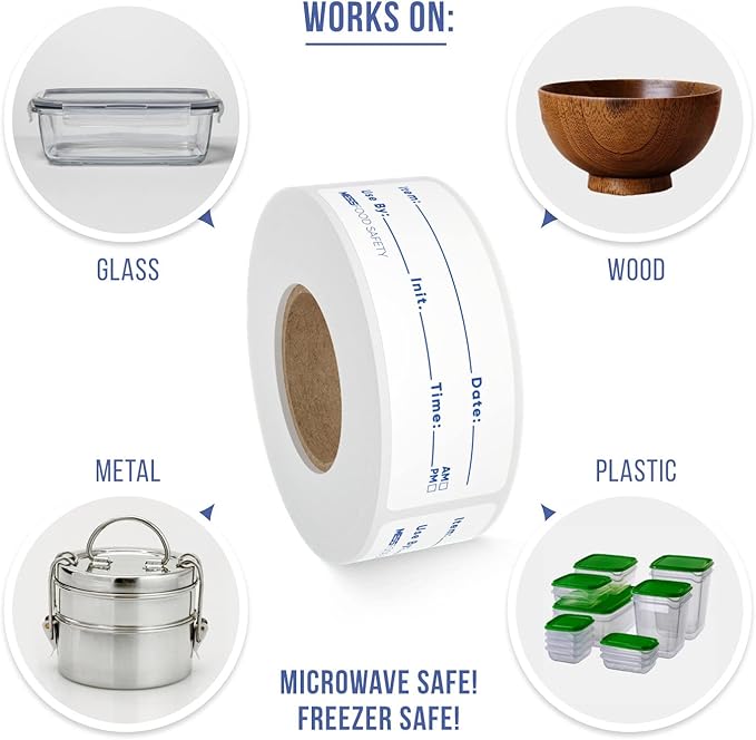 MESS Dissolvable Food Labels, Fill-in, 1x3 200/Roll - Dissolves in 30 Seconds or Less - Removable Pantry, Meal Prep & Food Storage Labels – Canning & Freezer Use