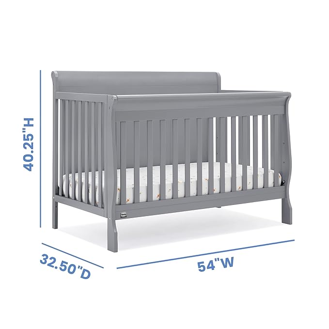 Simmons Kids Carter 6-in-1 Convertible Crib - Greenguard Gold Certified, Grey