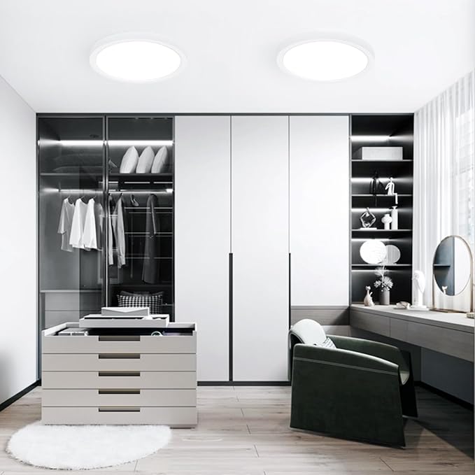 Flush Mount Ceiling Light Fixtures,18W Flat led Light for Ceiling,6500K 1800LM Ultra Thin Round White Lamp for Bedroom Kitchen,Bathroom,Garage,Living Room, Dining Room