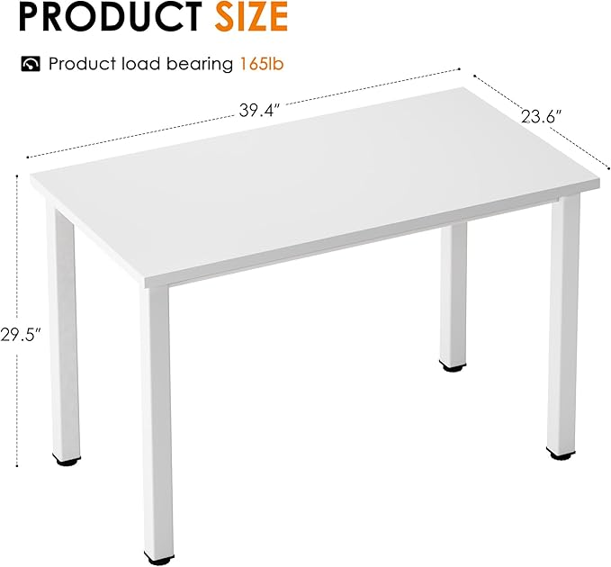 Need Small Desk, 39.4 inches Sturdy Writing Desk for Small Spaces, Small Computer Desk Teens Desk Study Table Laptop Desk Home Ofice Desk, White