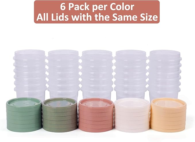 Screw Top Containers for Food 16 Oz, 30 Pack, 2 Cup Storage Containers with Lid, Reusable Twist Top Containers Twist Lock Stackable Round Twist Cap Plastic Freezer Container for Soup, 5-Color