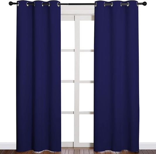 NICETOWN Window Treatment Energy Saving Thermal Insulated Solid Grommet Blackout Curtains/Drapes for Living Room (Royal Blue, 1 Pair, 42 by 84-Inch)