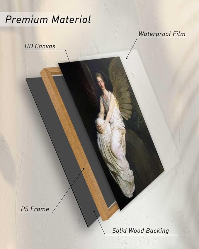 InSimSea Framed Wall Art for Living Room Home DecorStevenson Angel Vintage America Country Memorial Classical Oil Painting Prints Decorative for Living Room Bedroom Office Wall Decor 9x11in