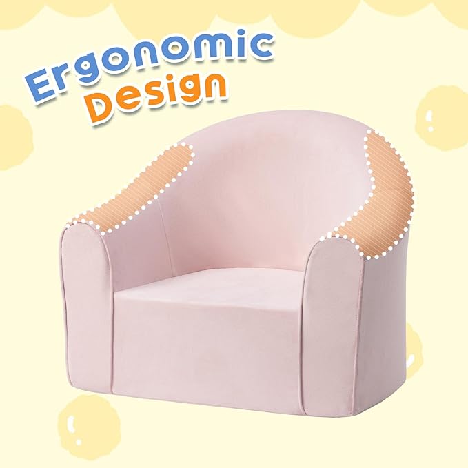 ALIMORDEN Adorable Toddler Chair, Snuggly Soft Foam Seat for Little Ones with Removable Washable Cover - Small Kids Reading Couch, Pink
