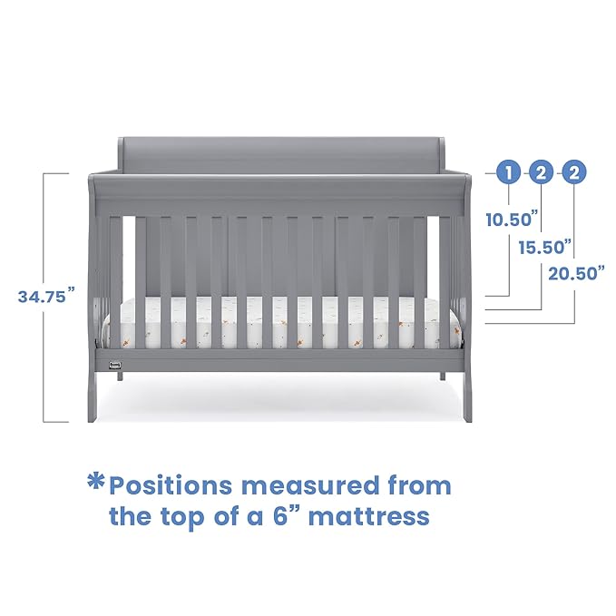 Simmons Kids Carter 6-in-1 Convertible Crib - Greenguard Gold Certified, Grey