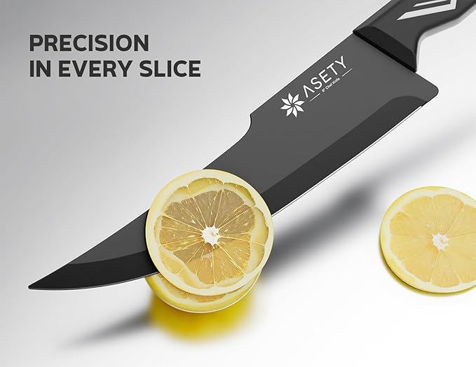 Knife Set - 15 PCS Kitchen Knife Set with Built-in Knife Sharpener Block - Stainless Steel Knife Block Set - Dishwasher Safe, Elegant Box for Men Women, White