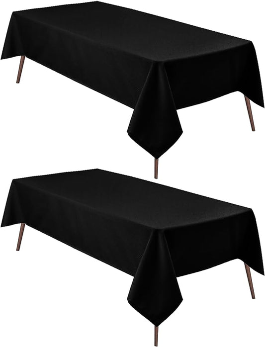 Hiasan 2 Pieces Black Tablecloth Square - Waterproof and Wrinklr Resistant Washable Polyester Fabric Table Cloth for Dining Room and Outdoor Use, 60 x 60 Inch