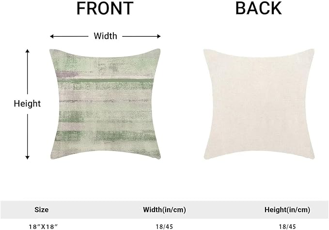 Boho Green Grey Stripe Throw Pillow Covers 18x18 Inch Set of 2, Rustic Abstract Decorative Throw Pillow Covers Retro Stripe Linen Outdoor Cushion Cover for Sofa Couch Farmhouse Room Bed Decor