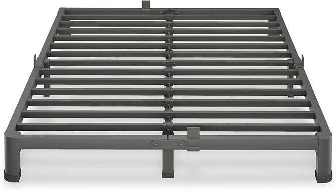 4 Inch King Size Bed Frame, 3500Lbs Heavy Duty Metal Platform with Round Corner Legs Mattress Slide Stopper, Steel Slat Support No Box Spring Needed, Noise Free, Non-Slip, Easy Assembly
