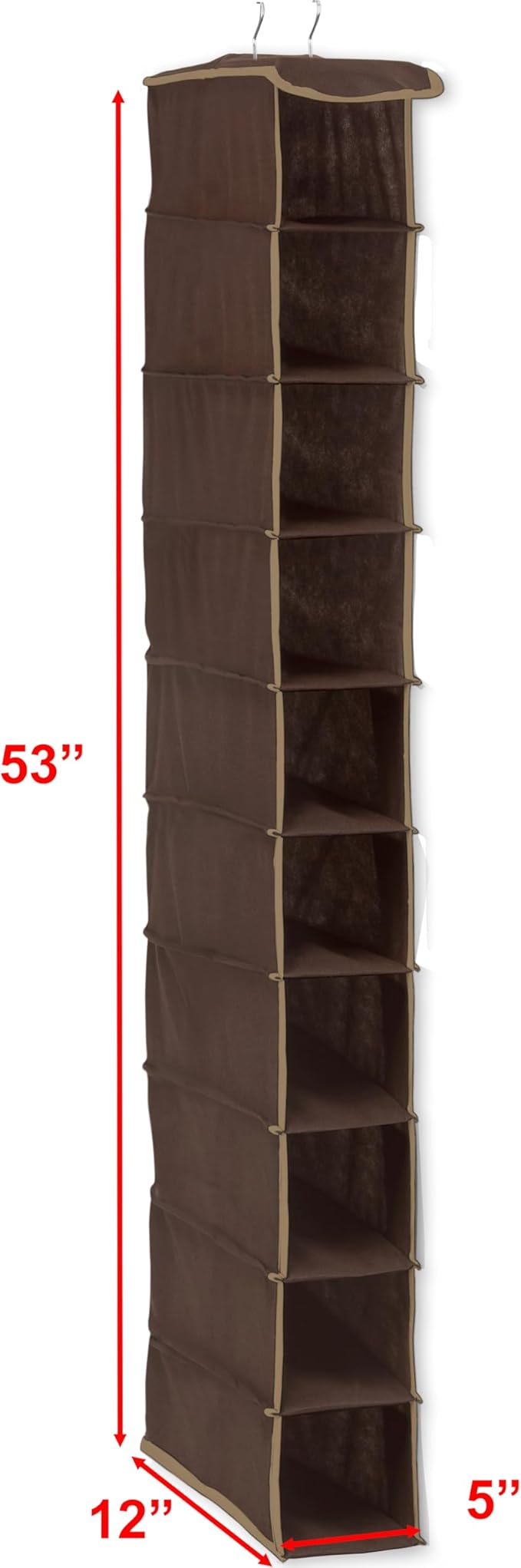 Simple Houseware 10 Shelves Hanging Shoes Organizer Holder for Closet, Brown