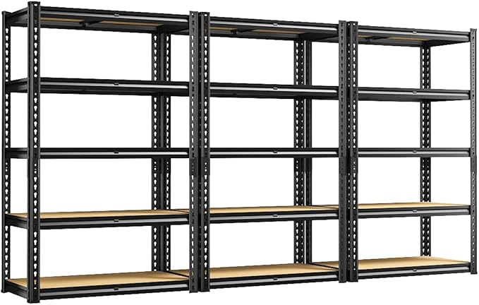 REIBII Storage Shelves 2020LBS Garage Shelving Heavy Duty 5 Tier Metal Shelving Units for Storage Adjustable Utility Shelf Rack for Kitchen Warehouse Basement 28" W x 12" D x 59.8" H, 3 Pack