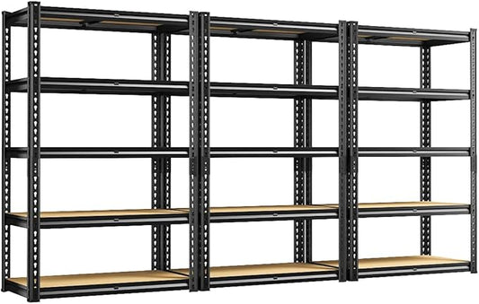 REIBII Storage Shelves 2020LBS Garage Shelving Heavy Duty 5 Tier Metal Shelving Units for Storage Adjustable Utility Shelf Rack for Kitchen Warehouse Basement 28" W x 12" D x 59.8" H, 3 Pack