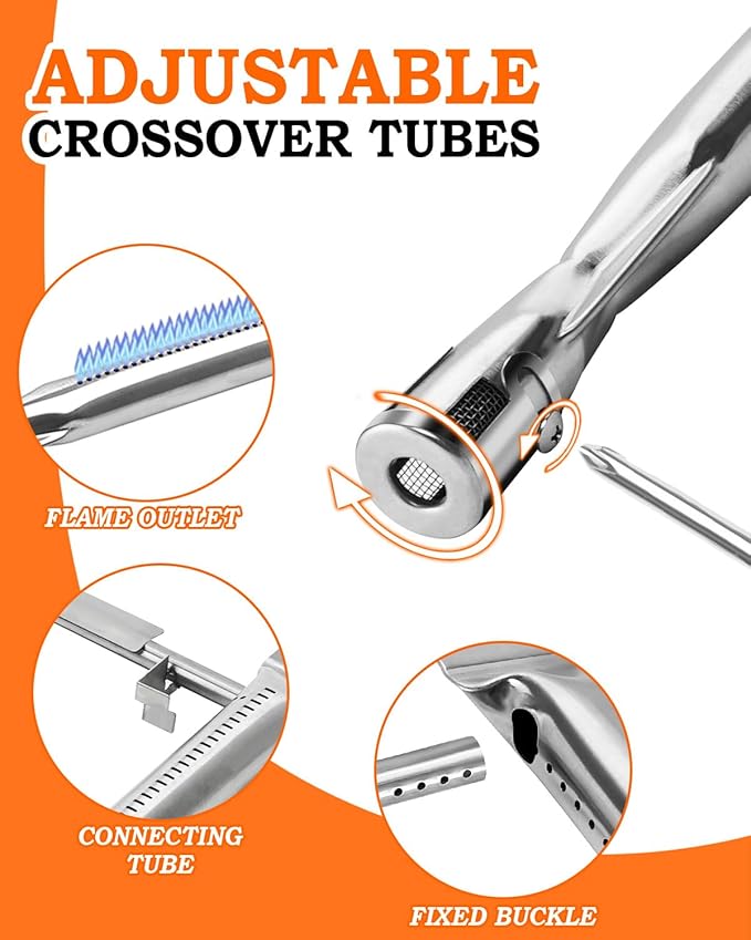 15.3" Flavorizer Bars and Grill Burner for Weber Spirit & Spirit 2 Grills Parts Spirit 210 215 220, Spirit II 210 Grill Parts with Front Control, Grill Replacement Parts for Weber 7635 69785