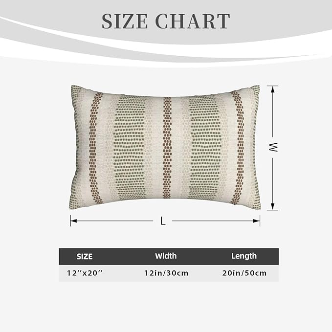 Boho Pillow Covers 12x20 Pack of 2 Sage Green Brown Polka Dot Stripe Decorative Throw Pillow Covers Bohemian Abstract Modern Pillowcase Farmhouse Lumbar Cushion Case for Home Sofa,Outdoor Decor