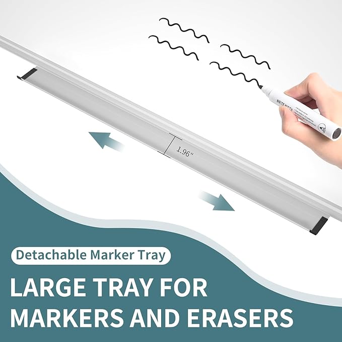 Magnetic Dry Erase Whiteboard - 46 x 33 Inch White Board - 4 x 3 Large Wall-Mounted Board with Silver Aluminum Frame, 1 Magnetic Eraser, 2 Pens, Detachable Marker Tray, 6 Magnets