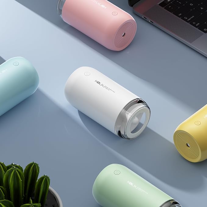 Portable Mini Humidifier, Small Cool Mist Humidifiers 350ml Quiet USB Personal Desktop Air Humidifier for Bedroom Home Plants Car Baby indoor Office with 2 Mist Modes & Auto Shut-off（Blue）