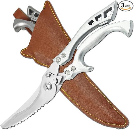 ANDONG Professional Heavy Duty Kitchen Scissors - Spring Loaded Ultra Sharp Stainless Steel Multipurpose Poultry & Cooking Shears for Bones, Meat, Chicken, Fish, Turkey, Vegetables,Dishwasher Safe