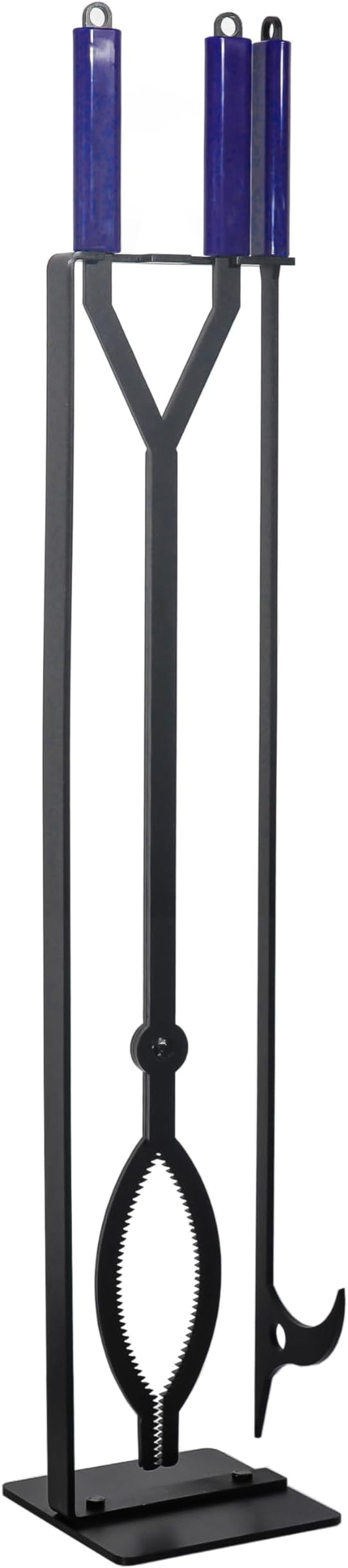 Heavy Duty Fire Pit Tools Set with 40" Fire Poker and Log Grabber Wrought Iron Large Fireplace Tool Set with Metal Stand,Solid Steel Firewood Grabber for Campfire Backyard Bonfire Indoor&Outdoor Use