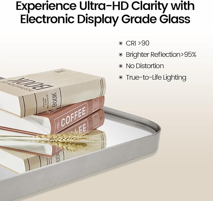 ANDY STAR 22"x34" Brushed Nickel Pivot Mirror for Bathroom, Silver Metal Frame Bathroom Mirrors for Wall，Rectangle Titling Vanity Wall Mirror with Rounded Corner Design Hangs Vertically Only