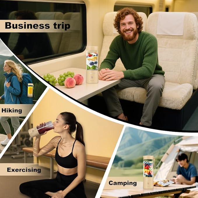 Portable Blender 500ml Personal with 6 Sharp Blades Rechargeable 5000mAh 18000-22000rpm Power for Shakes & Smoothies, BPA Free, for Kitchen, Office, Gym, Hiking (pink)