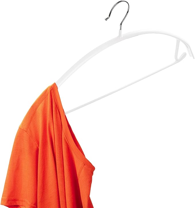 Tosnail 20 Pack Non-Slip Suit Hangers with Pants Bar and Strap Hook, Metal Coat Hangers, Anti-Slip Sweater Shirt Hangers, Dimple & Crease Free Closet Organizer - White