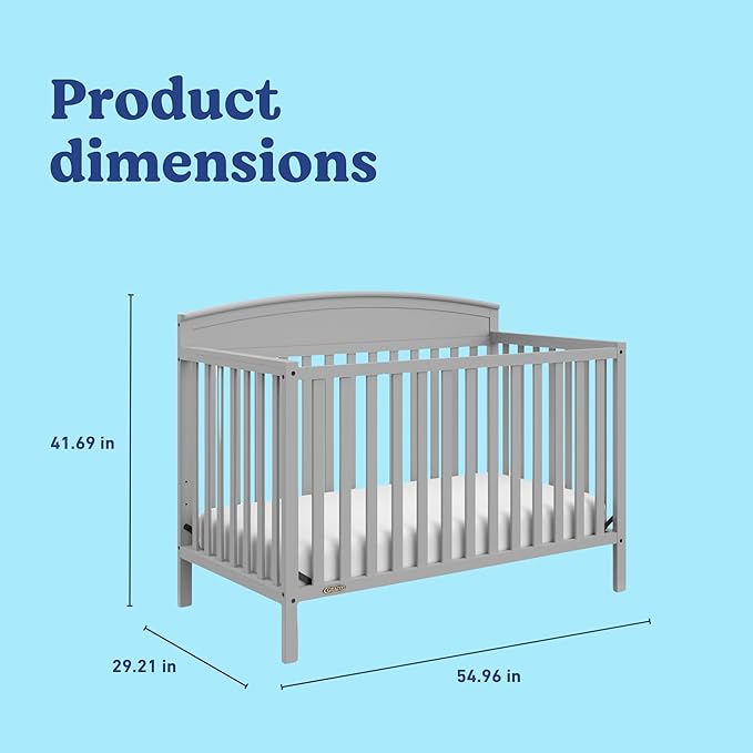 Graco Benton 5-in-1 Convertible Crib (Pebble Gray) – GREENGUARD Gold Certified, Converts from Baby Crib to Toddler Bed, Daybed and Full-Size Bed, Fits Standard Full-Size Crib Mattress