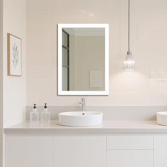 Ruomeng Rectangular Wall Mirror 24" x 36" for Bathroom, Bedroom, Entryway, Living Room, White