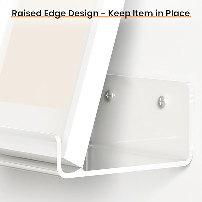 upsimples 6 Pack 6'' x 4'' Acrylic Small Shelves, Floating Shelves for Wall, Display Shelf Organizer for Plants, Speaker, Radio, Toys, Clear