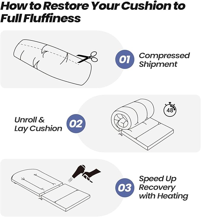 Crestlive Products 50x20 Inch Adirondack Chair Cushions Set of 2 Outdoor Rocking Chair Cushions Water Resistant