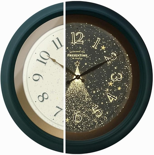 Presentime & Co. 18" Luminous Large Wall Clock, Forest Green, Night Light, Lighted Clock with Smart Sensor to Turn on/Off Lights. Wall Decor for Living Room, Dining Room, Kitchen.