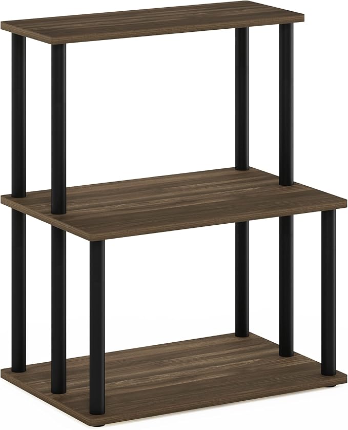 Furinno Turn-N-Tube 3-Tier Toolless Kitchen Storage Shelf, Columbia Walnut/Black
