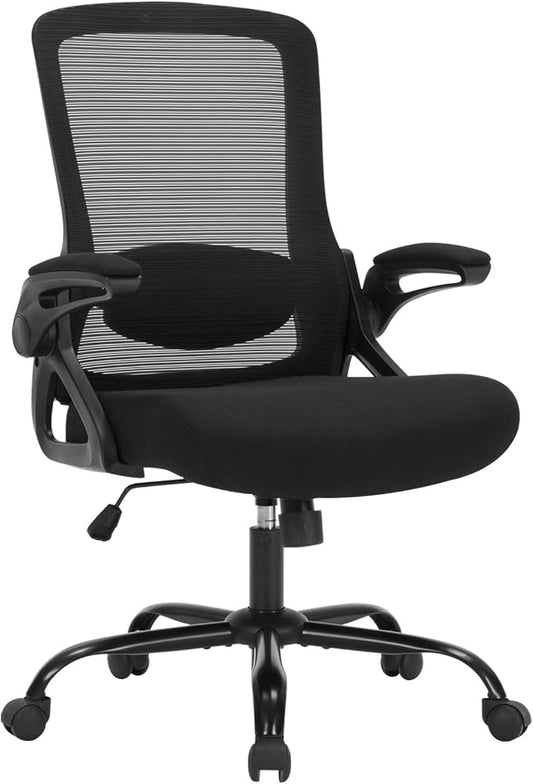 Office Chair, Ergonomic Desk Chair with Adjustable Height, Lumbar Support, High Back Mesh Support with Flip up Armrests, Task Chairs for Home Office Computer (Black-23-1)
