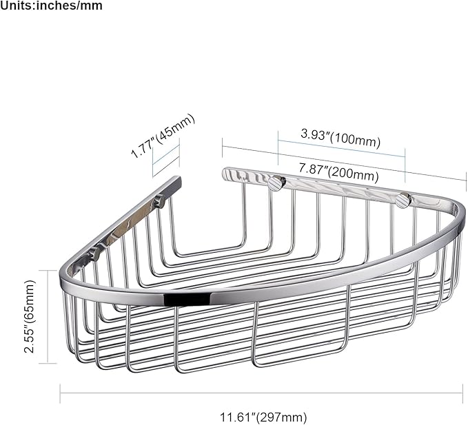Bathroom Corner Shower Caddy Organizer, Corner-Hollow Design, SUS304 Stainless Steel Heavy Duty Rust-Proof Bathroom Shelf Organizer Holder, Wall Mounted Storage Rack, Brushed Chrome