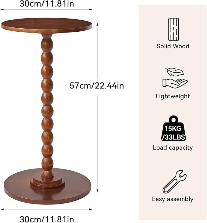 Round Side Table, Modern Minimalist Wood Bedside Table, Living Room Sofa End Table, Bedroom Small Corner Table, Sturdy Weight-Bearing Design Brown YD-RST001H