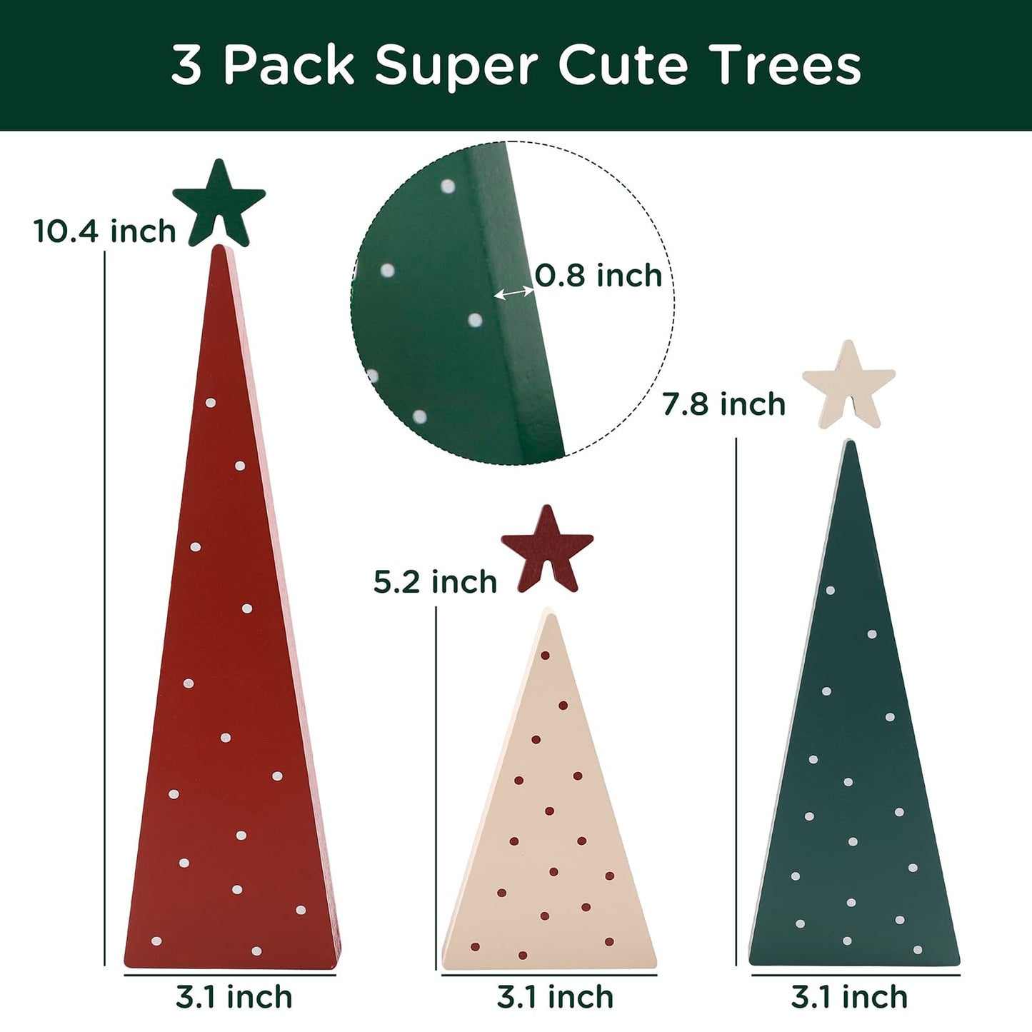 Christmas Decorations-Three Sizes Wooden Tree Sign with Star-Christmas Decorations for Home Shelf Mantel Fireplace Table Party Decor