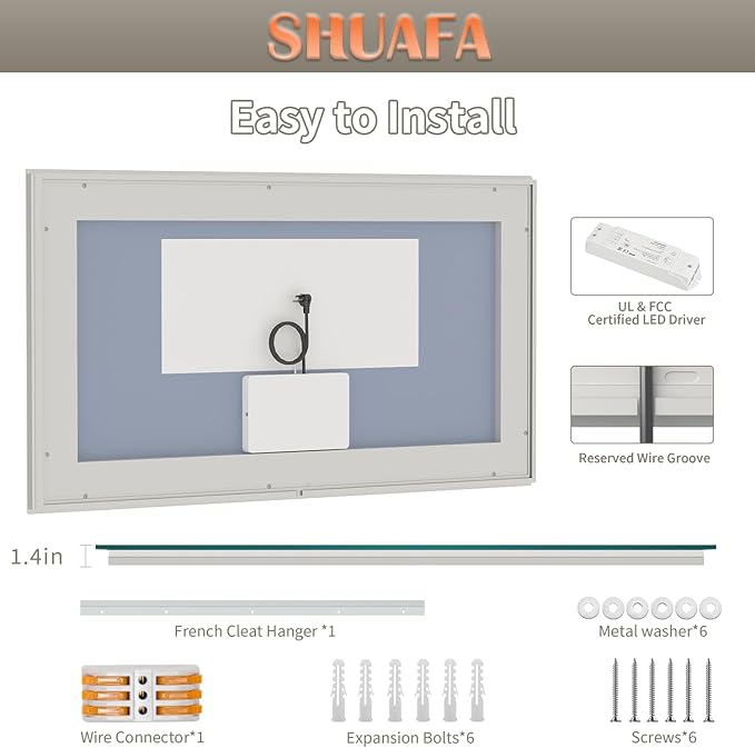 LED Mirror for Bathroom, 55x30 Inch Backlit + Front Lighted Bathroom Vanity Mirror with Lights, Double Light Strips, 3 Colors, Shatter-Proof, Anti-Fog and Brightness Memory