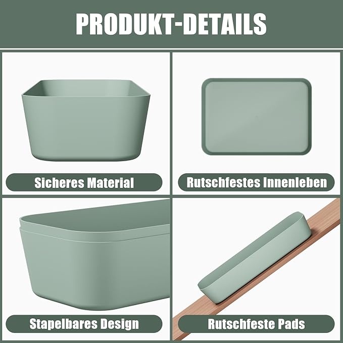 Plastic Drawer Organizers, 18 PCS Drawer Organizer Bins, Bathroom and Vanity Organizer Plastic Tray, Makeup organizer and storage for Makeup, Bedroom, Kitchen Gadgets Utensils and Office (Green)