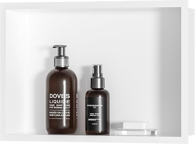 Stainless Steel Shower Niche 18" X 12", No Tile Needed Wall Niche, Recessed Shower Shelf for Bathroom Storage, Matte White