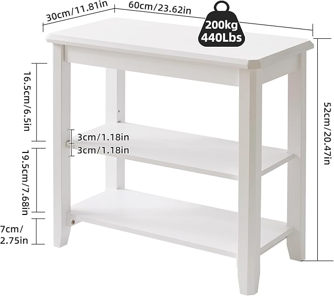 Wooden Shoe Bench, 3 Tier Organizer Entryway Bench Height Adjustable, Shoe Bench for Mudroom White YD-WD05W