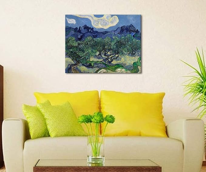 Wieco Art Canvas Prints Wall Art Olive Trees by Van Gogh Classic Abstract Oil Paintings Reproduction Artwork Gallery Wrapped Landscape Pictures for Living Room Bedroom Home Office Decor