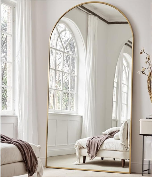 OGCAU Full Length Mirror, 78"x38" Large Full Body Floor Mirror Hanging or Leaning, Standing Mirror, Wall Mounted with Aluminum Frame for Living Room, Bedroom (Gold)