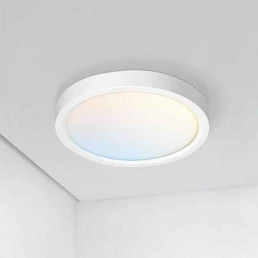 ASD LED 7" Round Flush Mount Ceiling Light Fixture, Low Profile Surface Lighting | 5CCT, Dimmable, Ultra-Thin, ETL Listed | 15W 1260LM 2700-6000K 120V | Kitchen, Bedroom, Hallway Lamp | White