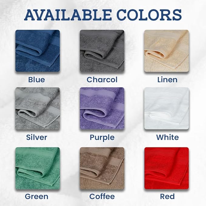 Casa Lino 100% Cotton Bath Towels Set of 4 (1 Bath Towel, 1 Hand Towel & 2 Wash Cloths) - Bathroom Towels and Washcloths Set - Complete Bathroom Set - Guest Room Essentials - (Brown)