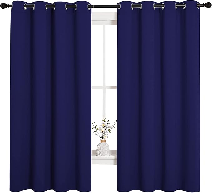 NICETOWN Blackout Draperies Curtains, All Season Thermal Insulated Solid Grommet Top Blackout Curtains/Drapes for Kid's Room (Royal Blue, 1 Pair, 55 x 68 inches)