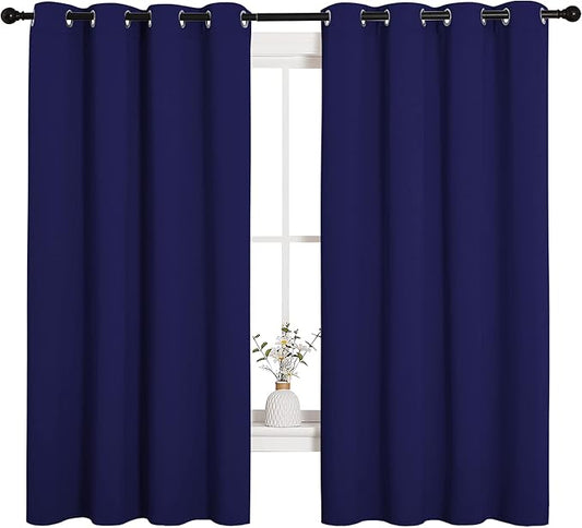 NICETOWN Blackout Draperies Curtains, All Season Thermal Insulated Solid Grommet Top Blackout Curtains/Drapes for Kid's Room (Royal Blue, 1 Pair, 55 x 68 inches)