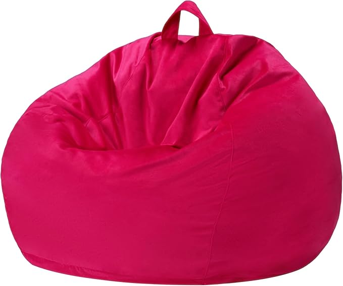 Homguava 2FT Bean Bag Chair: 2' Bean Bags with Memory Foam Filled,Comfy Beanbag Chairs Round Bean Bag Sofa with Dutch Velvet Cover-Pink