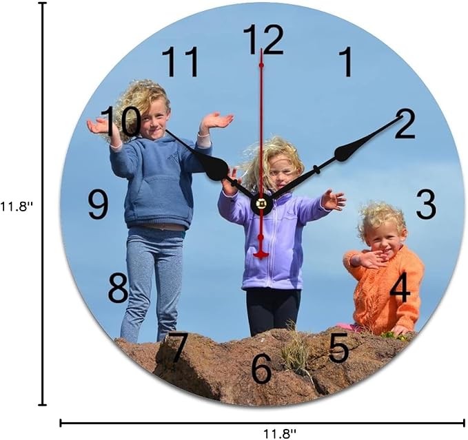 Custom Wall Clock, Personalized Wall Clock with Photo/Image Text Non-Ticking Clock Silent Customized Digital Wall Clocks Customized Gift for Living Room Kitchen Bathroom Home Decor 11.8''