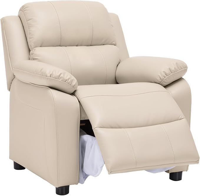 JC Home Macaron Kids Reclining Chair Leather Recliner Sofa Push Back Toddler Youth Children Child Ages 2-8